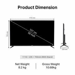 Wiscon WIL50FV 50 inch 1GB/8GB Smart LED Android TV with Voice Remote