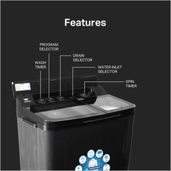 Wiscon WISA1224WS 12Kg Semi-Automatic Washing Machine with Stainless Steel Tub