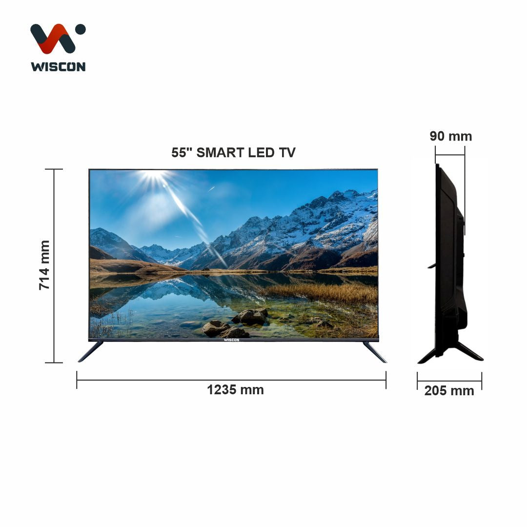 Wiscon 139 cm (55) Smart Frameless UHD 4K LED TV with Voice Remote Web ...
