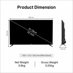 Wiscon WIL32HV1C7 32 inch Smart 512MB/4GB LED TV